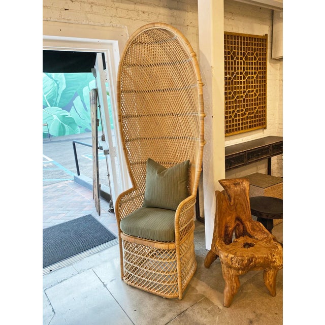 Tall Back Wicker Scoop Chair | Chairish