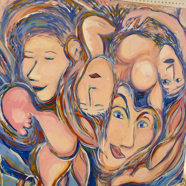 Beautiful oversized abstract minimalistic type of nude painting, signed dean smith 93 top left corner! Pretty soft pastel...