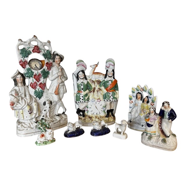 English Staffordshire Dogs, Set of 8 For Sale