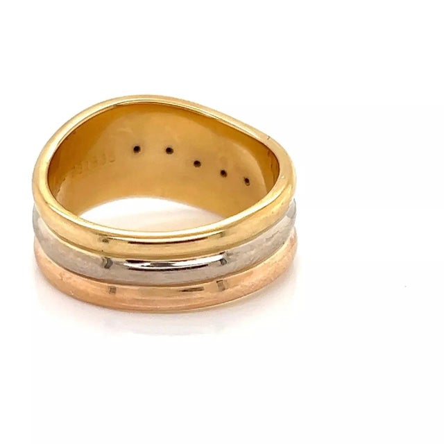 Cartier 27845 - Cartier 18k Tri-Color Gold Triple Stack Wave Band Ring - Size 6 For Sale - Image 4 of 7