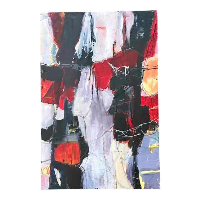 Vintage Abstract Expressionist Oil Painting on Canvas For Sale