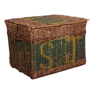 English Wicker Log Basket, 1890s For Sale