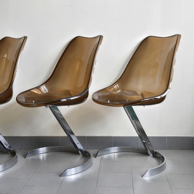 1970s Vintage Eurosteel Chairs in Acrylic Glass and Chrome by Boris Tabacoff, 1970, Set of 4 For Sale - Image 5 of 18