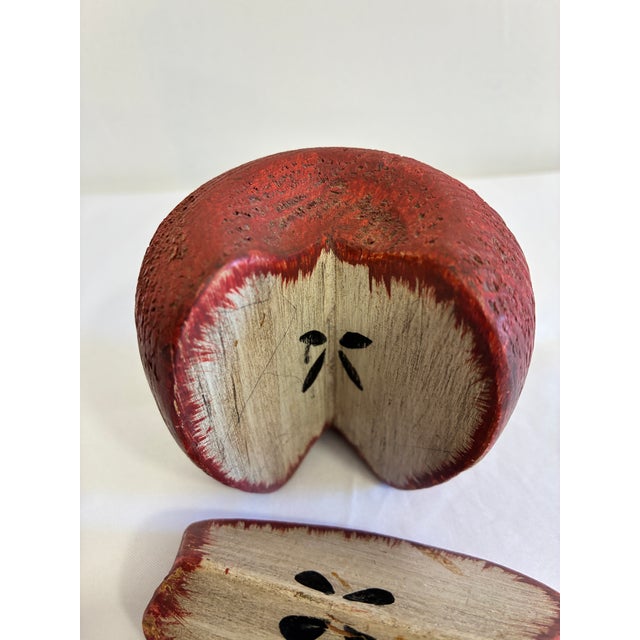 Signed Chris Colby Carved Wood Apple Sculpture, Maine Folk Art For Sale - Image 4 of 10