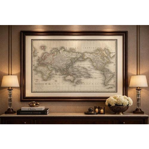This elegant and finely engraved world map was published in Paris in 1838 as part of the renowned Atlas Universel de...