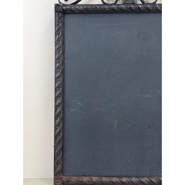Mid 20th Century Vintage Spanish Revival Real Slate Chalkboard | Gothic Cross Wrought Iron Frame For Sale - Image 5 of 10