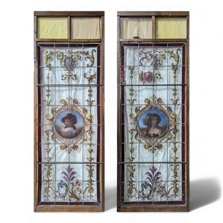 19th Century Stained Glass Windows, Set of 2 For Sale
