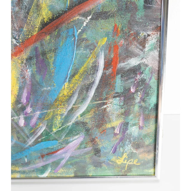 Late 20th Century Modern Abstract Expressionist Colorful Painting For Sale - Image 4 of 5