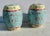 Vintage Chinese Porcelain Ginger Jar With Lid Turquoise Famille Rose. Pretty jars/ drum caddies with finger-hold lids...