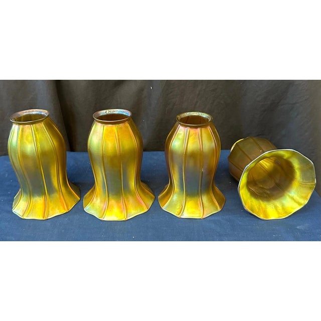 1920s 1920s Quezal Art Glass Fixtures - Set of 3 For Sale - Image 5 of 11