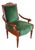 Vintage French Empire Style Birch Upholstered Library Accent Arm Chair Green For Sale