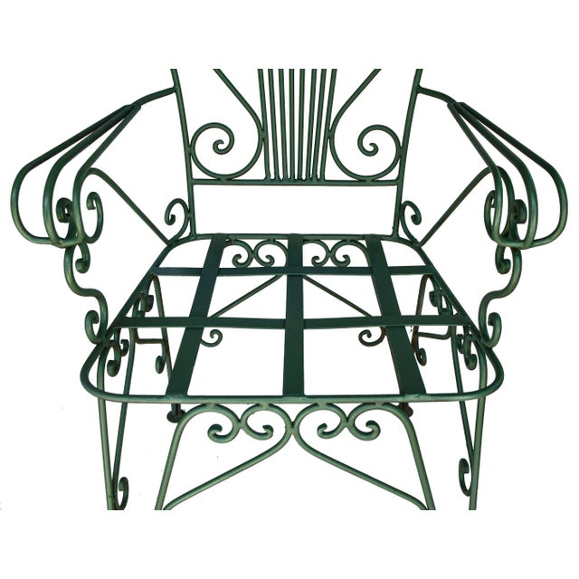 1950s Iron Garden Chairs in Moss Green - Set of 4 For Sale - Image 9 of 11