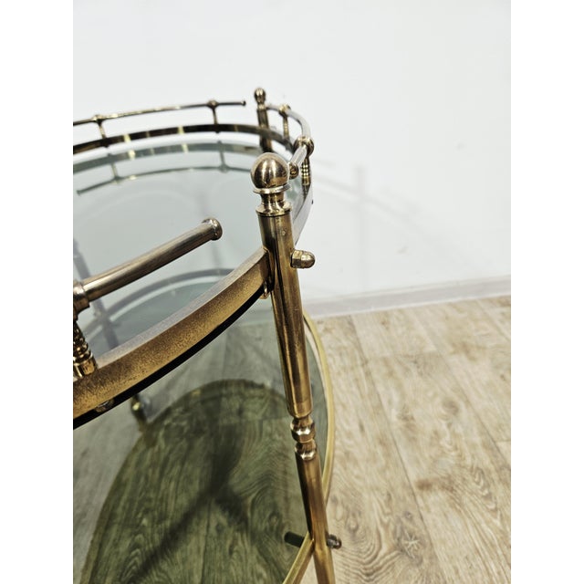 Bauhaus Vintage French Brass Serving Bar Cart, 1960s For Sale - Image 3 of 18