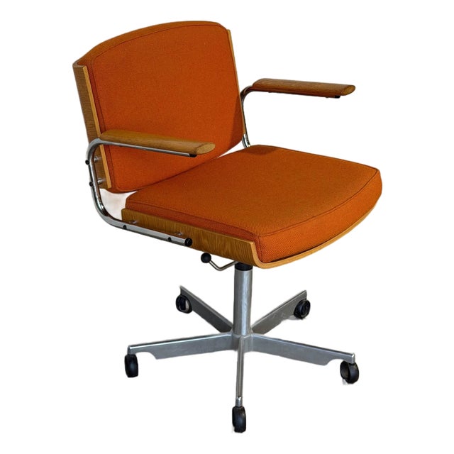 Duba Orange Upholstered Swivel Desk Office Chair Danish Mid-Century Modern 1970s For Sale