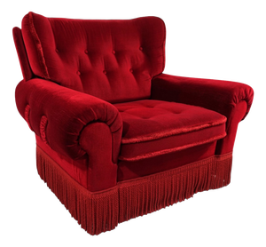 Art Deco Hollywood Regency Red Lounge Chair, 1940s