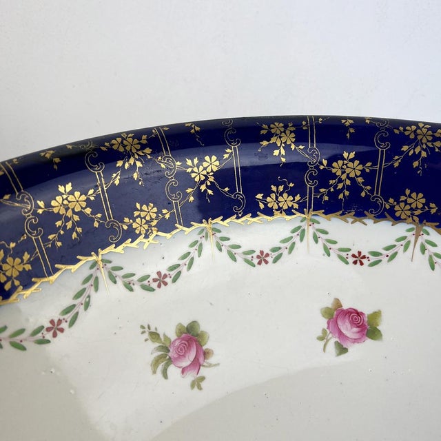 Antique Victorian Large Mintons Wash Basin with Floral Garland Motif from Staffordshire Pottery, 1890s For Sale - Image 9 of 11