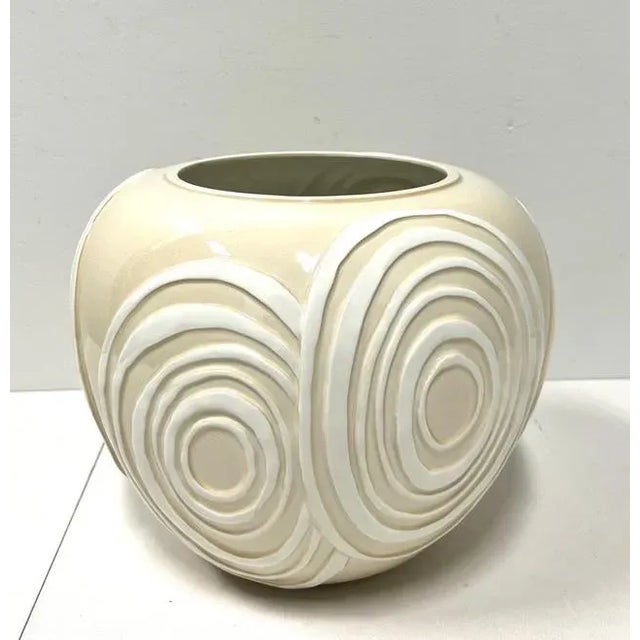 Ceramic 1980's Ceramic Contemporary Swirl Design Large Bowl For Sale - Image 7 of 7