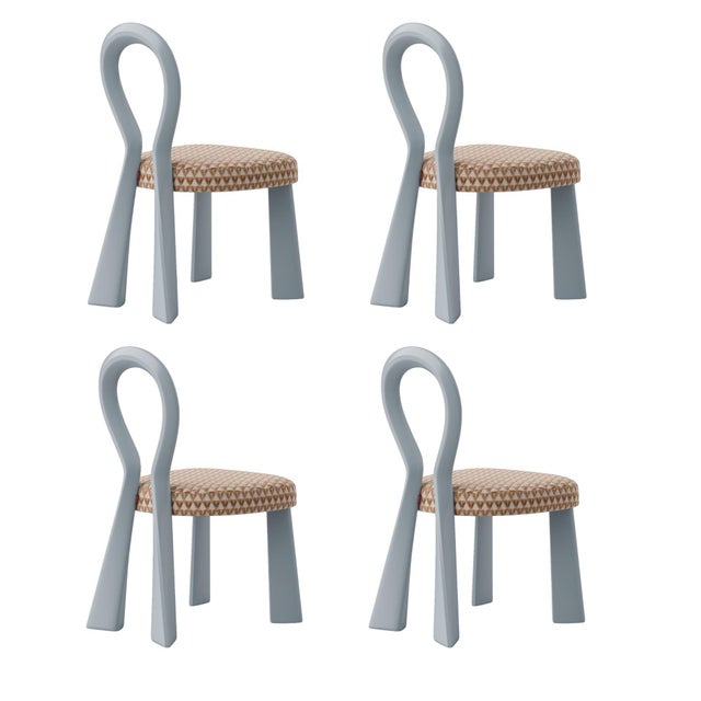 Textile Mary III Dining Chairs with Wood or Lacquered Legs by Ottiu, Set of 4 For Sale - Image 7 of 7