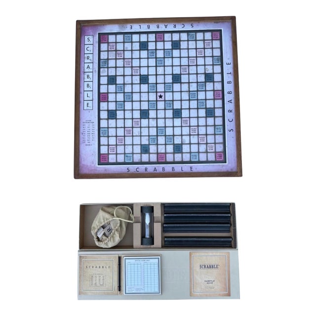 Restoration Hardware Giant Tabletop Scrabble Board Set Lazy Susan For Sale