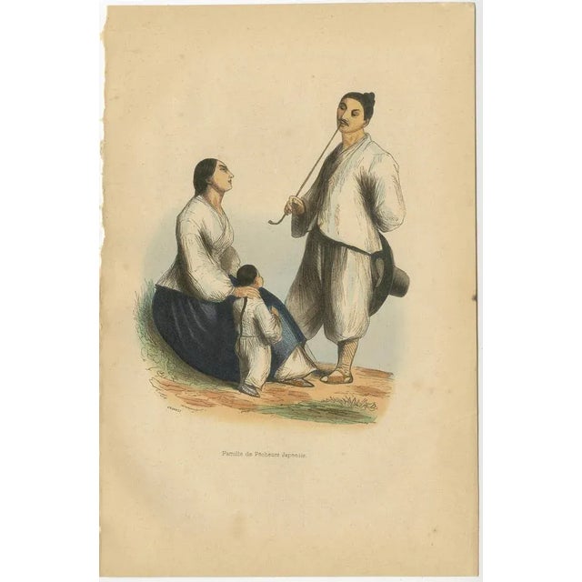 Paper Auguste Wahlen, Depictions of Japanese Costumes, 1844, Handcolored Prints, Set of 6 For Sale - Image 7 of 8