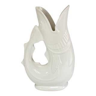 Shreve & Co. Gurgling Koi White Ceramic Pitcher For Sale