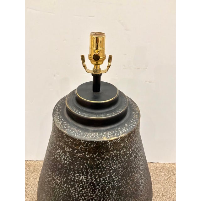 Currey & Company Currey & Co Large Textured Metal Lamp For Sale - Image 4 of 4