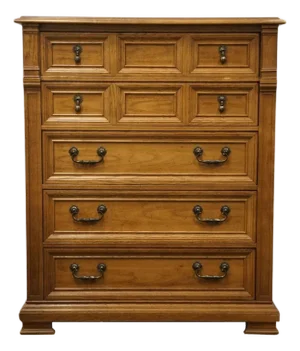 Drexel Furniture Guildhall Collection Solid Walnut Colonial Early American 40" Chest of Drawers 412-410-2