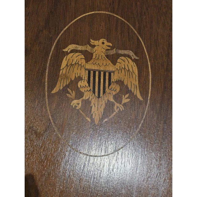 Mid 20th Century Kittinger Historic Newport Federal Style Mahogany Tilt Top Table Eagle Inlay For Sale - Image 5 of 12