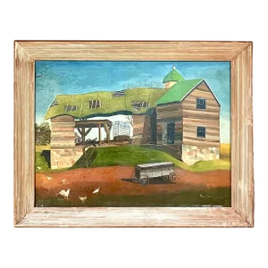 Vintage Boho Signed Abstract Expressionist Landscape Original Oil Painting