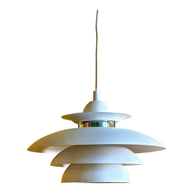 1970s Danish Modern White Pendent Lamp For Sale