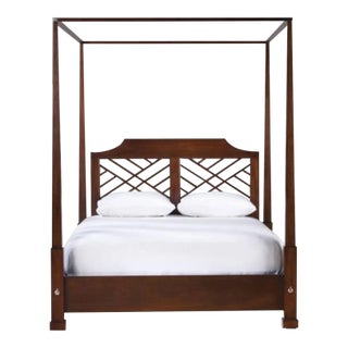 Chippendale Style Four Poster Queen Canopy Bed For Sale