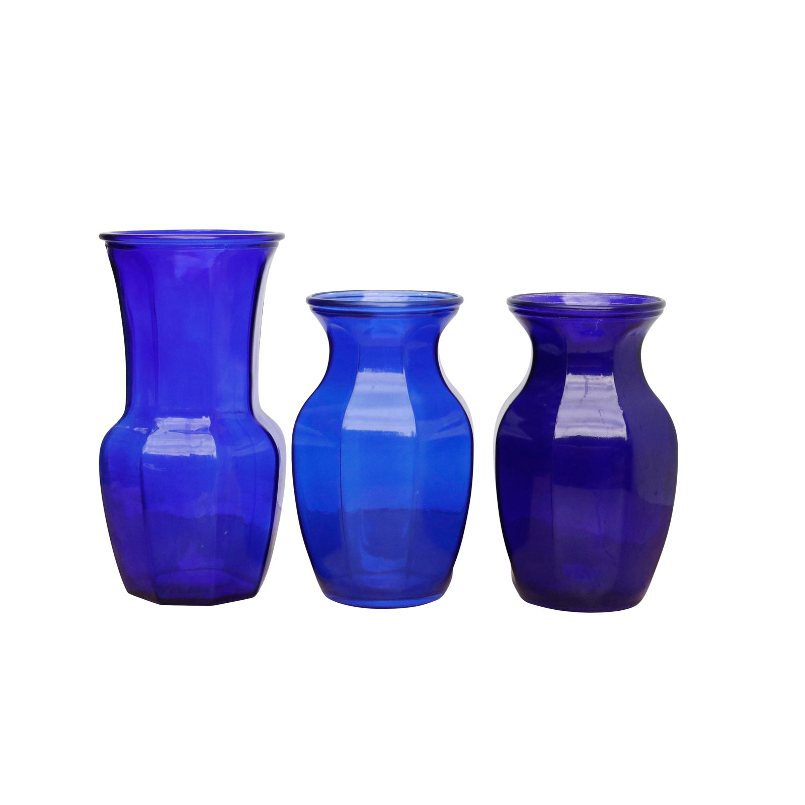 Octagonal Cobalt Blue Vases Set of 3 Chairish