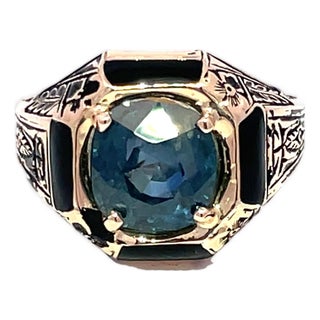 Vintage 14k Yellow Gold Gia Certified Burma No-Heat 6.01ct Cushion Sapphire Ring, Size 8.5 For Sale