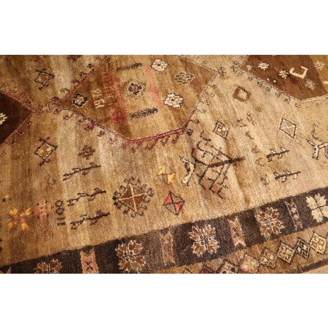 Late 20th Century Late 20th Century Brown Tribal Turkish Kars Rug - 8'3" x 12'9" For Sale - Image 5 of 11