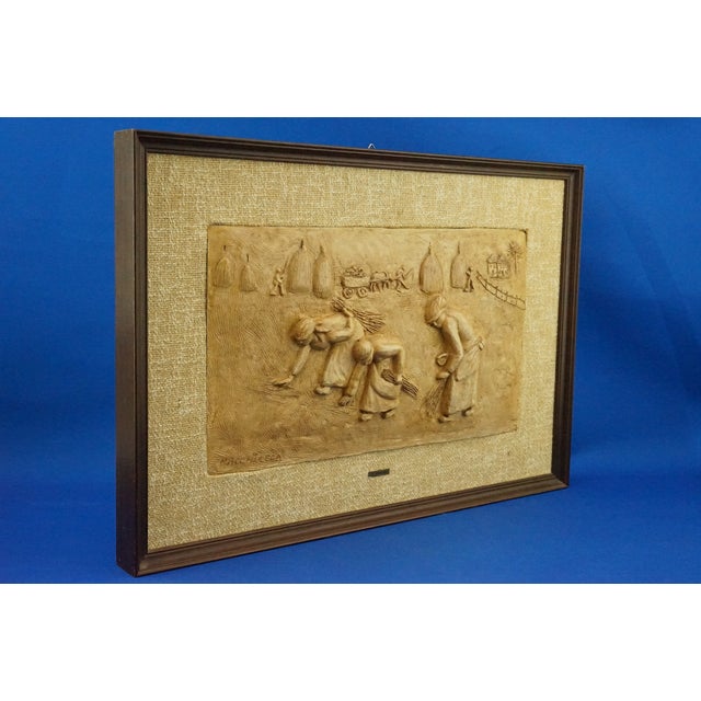 Bucci Melandri School The Gleaners Bas-Relief Plaque in Ceramic Faenza by Aldo Bacchilega, Italy, Early 1900s For Sale - Image 3 of 18