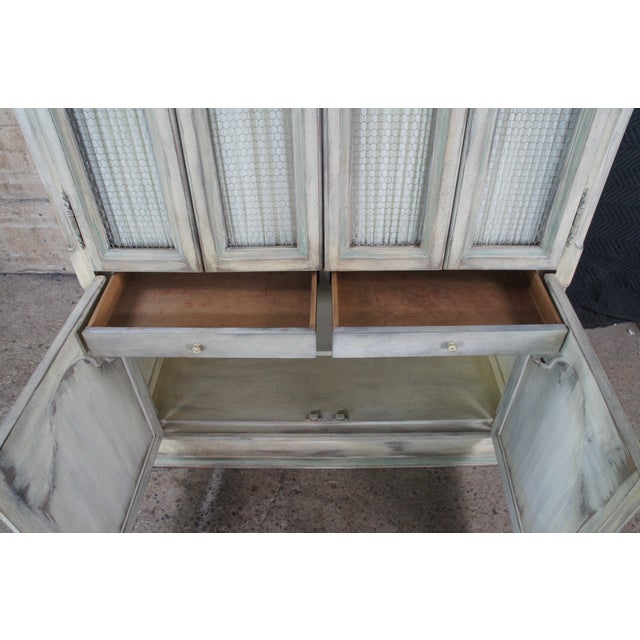 White Wellington Hall Painted French Provincial Illuminated Drybar Bar Cabinet For Sale - Image 8 of 17