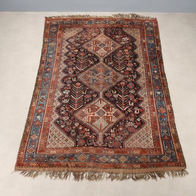 Middle Eastern Shiraz Rug For Sale - Image 3 of 9