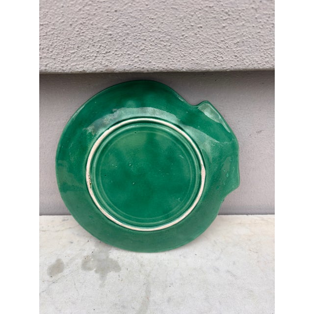 Green Majolica Shell Plate Circa 1920 For Sale - Image 4 of 4