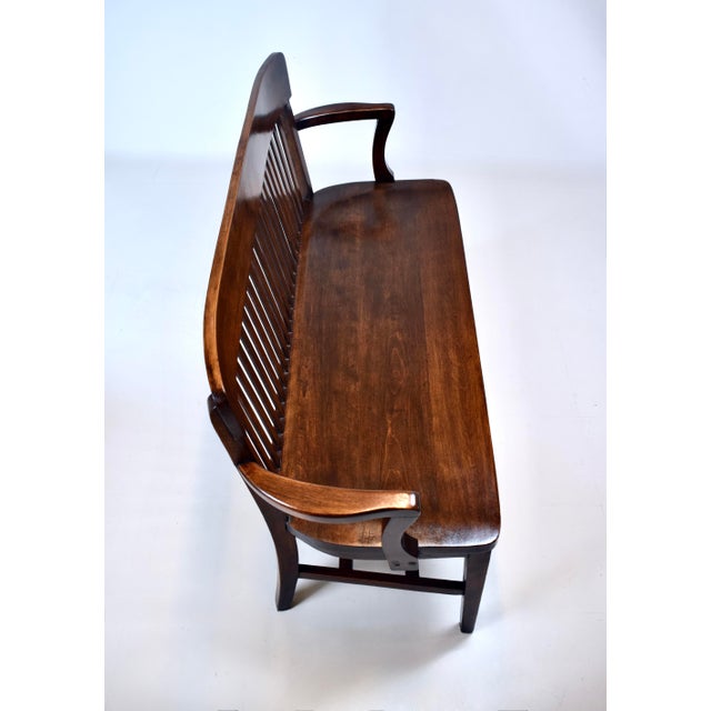 Antique Solid Dark Birch Lawyer's Bench, Newly Refinished For Sale - Image 10 of 13