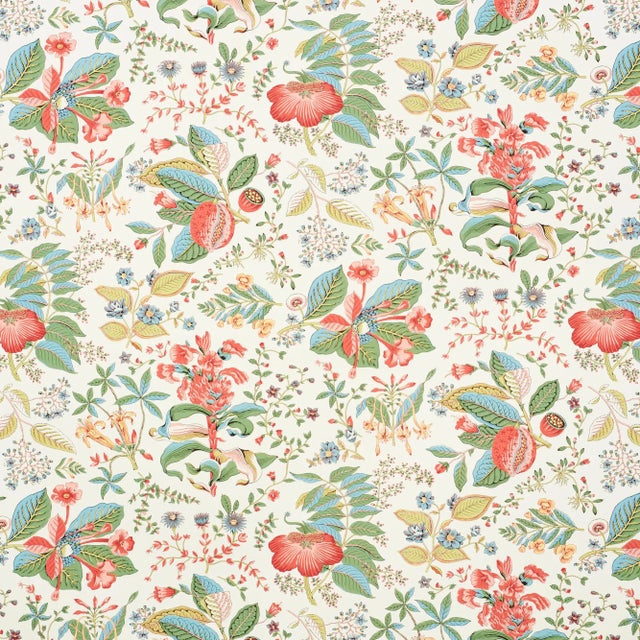 Schumacher Pomegranate Botanical Wallpaper in Document , Sample For Sale
