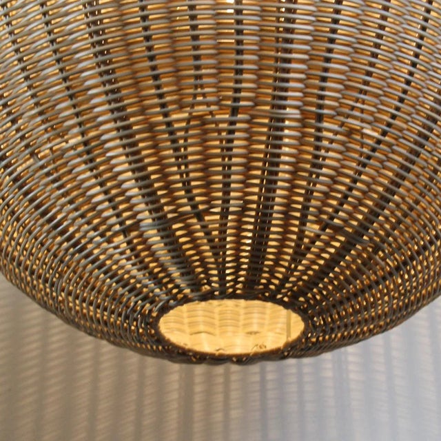Contemporary Faux Rattan Globe Lantern 22 For Sale - Image 3 of 5