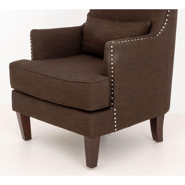 Pair of Picket House "Kegan" Chocolate Synthetic Upholstered Armchairs For Sale - Image 9 of 10