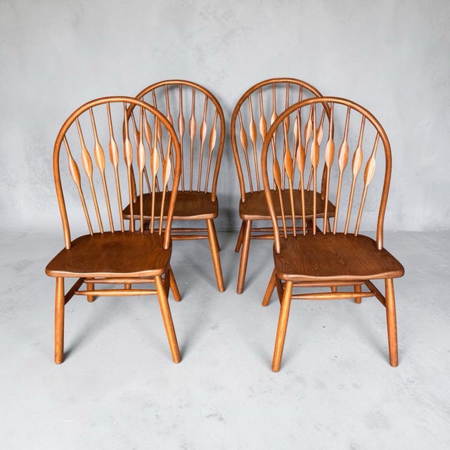 Mid-Century Modern 1980s F. W. Lombard - Hans Wegner Design Solid Ash Wood Peacock Dining Chairs For Sale - Image 3 of 12