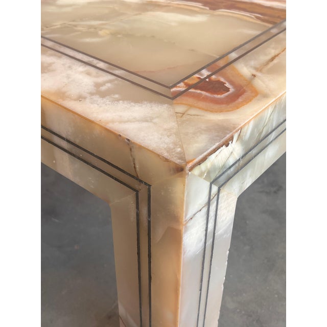 Early 20th Century Early 20th Rectangular Green Onyx Coffee table with Metal Marquetry For Sale - Image 5 of 18