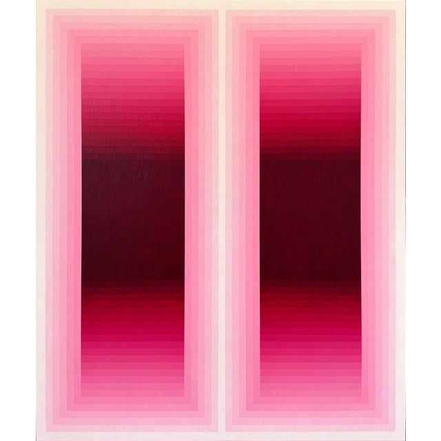 Textile Contemporary Abstract Acrylic on Canvas "Rumination Pause (Rose Madder)" by Andy Harwood For Sale - Image 7 of 8