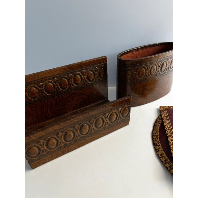 Brown Vintage Italian Desk Set- 4 Pieces For Sale - Image 8 of 8