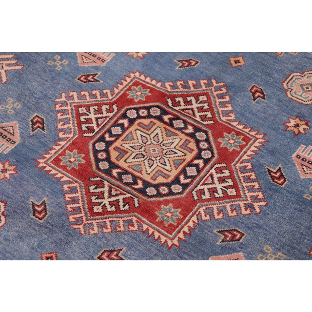 Rustic Kazak Light Blue/Beige Wool Rug - 10'2''x12'10'' For Sale In New York - Image 6 of 10