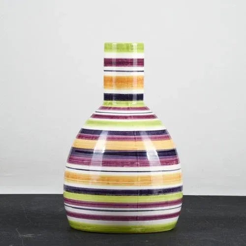 Multicolored Ceramic Bottle Vase with Stripes and Concentric Circles, 1990s For Sale - Image 6 of 9