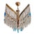 1960s Mid-Century Modern Crystal Chandelier With Aqua Blue Drops - Solid Brass Leaf Design Lighting - Rewired & Working⁠ For Sale