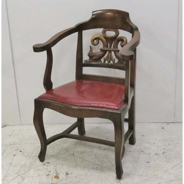 Regency Style Armchair W/ Gilt Carved Dolphins For Sale - Image 4 of 4